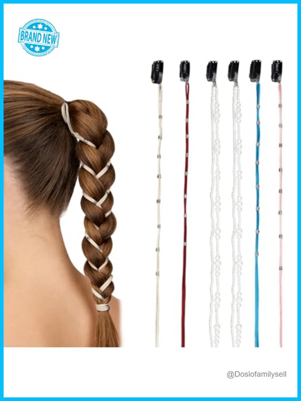 6 PCS Hair Chain for Braids Imitation Pearl Boho Bead Hair Clip